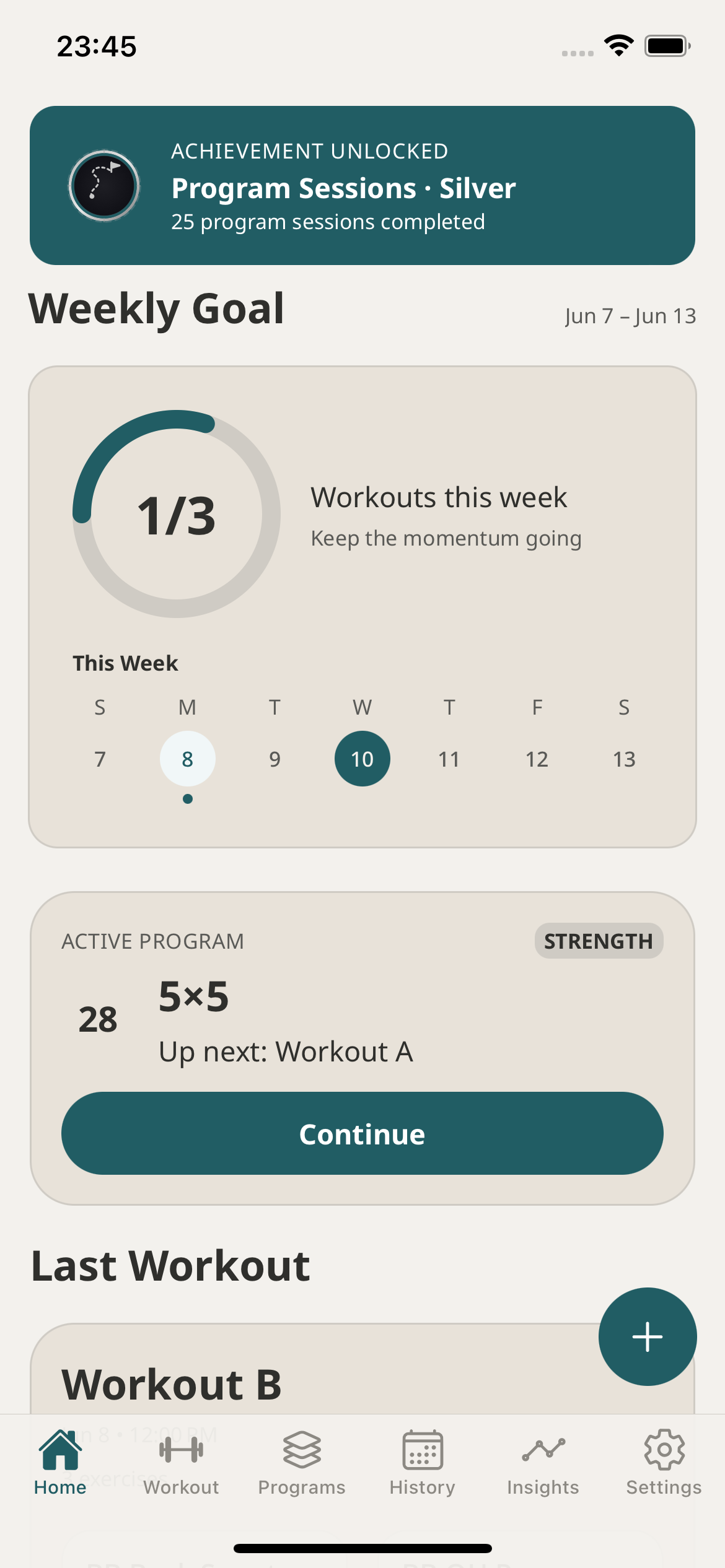 The Movesesh dashboard showing a training week and recent sessions